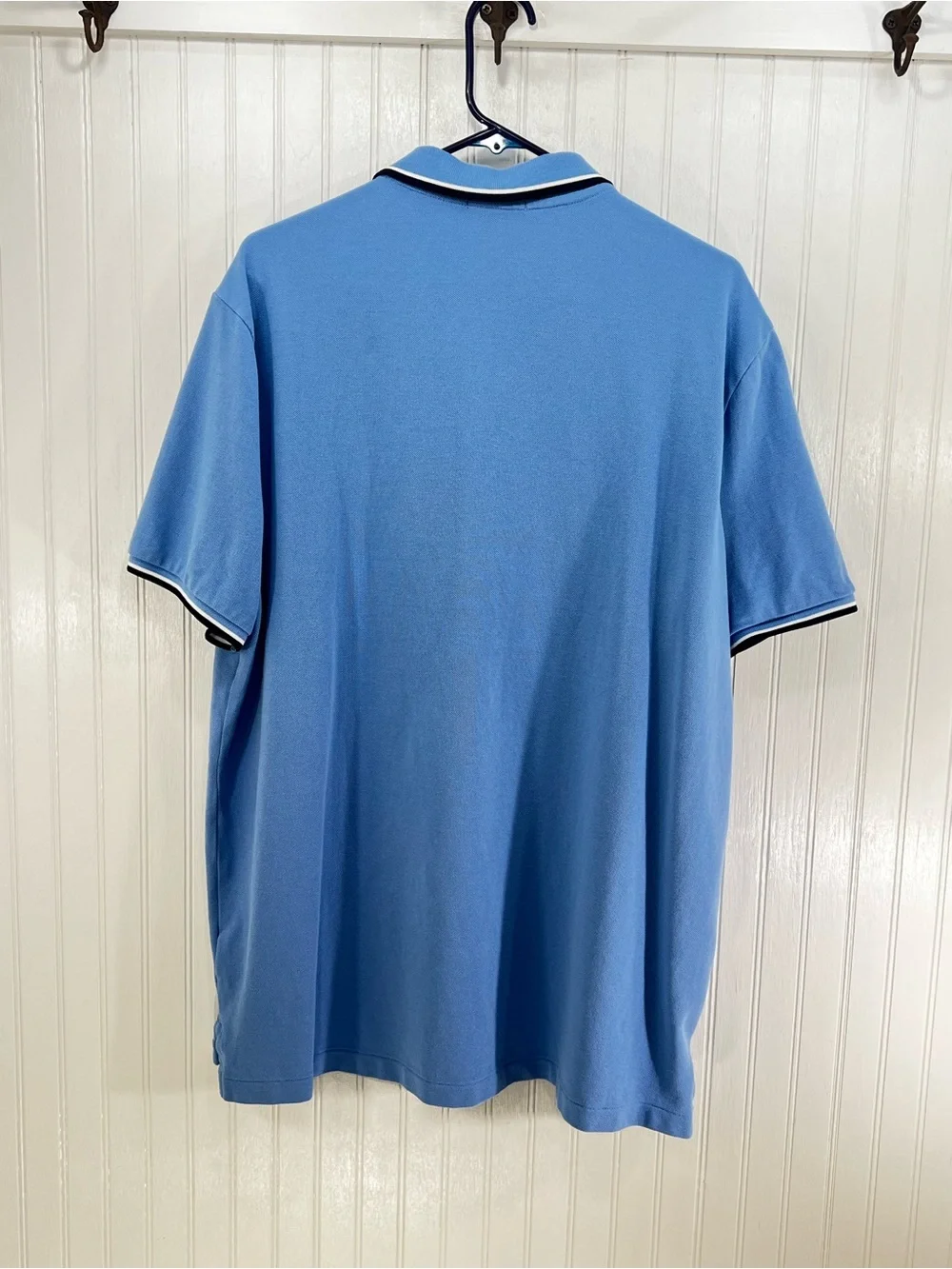 Polo Ralph Lauren Men's XL Light Blue Tipped Classic Fit Pique Polo Shirt Preppy